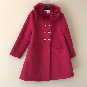 Janie and Jack girls faux fur collar maroon coat